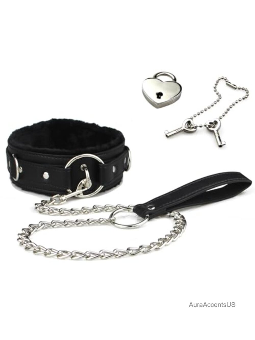 Adjustable Leather Choker Collar with Lock D-Ring for Women